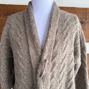 J. JILL Cardigan Sweater. Cable, Alpaca Blend, Safety Pin Closure Beige Brown XS